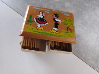 Caja cerillas madera vintage pintada
