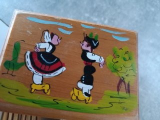 Caja cerillas madera vintage pintada