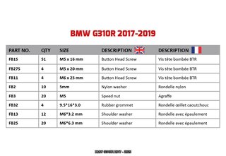 Kit de tornillería para BMW G310R 2017 - 2025