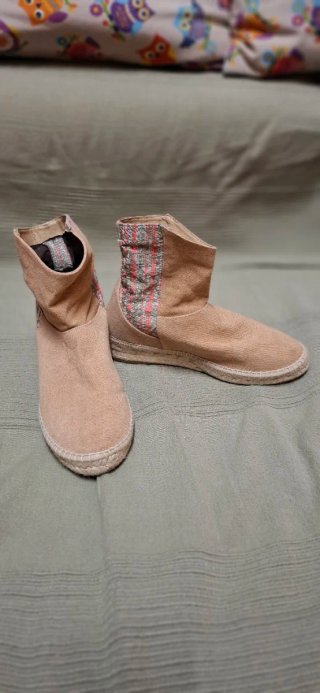 Botines esparto beige y multicolor