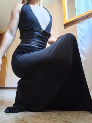 AFRA Abito Lungo Elegante Nero Taglia Unica