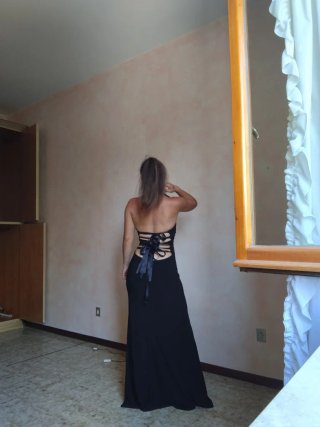 AFRA Abito Lungo Elegante Nero Taglia Unica
