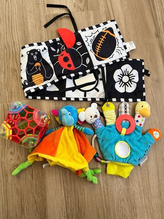 Lote Juguetes Bebé: Libro, Peluche, Sonajero