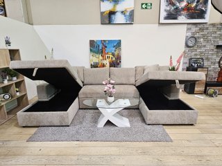 Sofá cama chaise longue doble beige