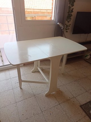 Mesa plegable madera blanca 120x75