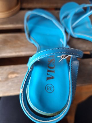 Sandalias tacón azul mujer talla 38
