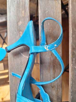Sandalias tacón azul mujer talla 38