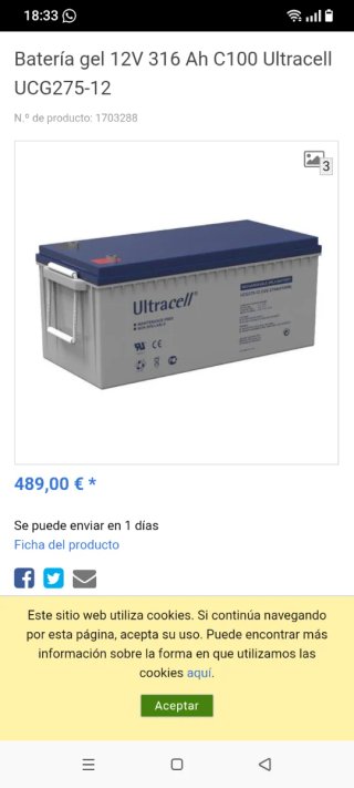Batería Gel Ultracell 12V 316Ah UCG275-12