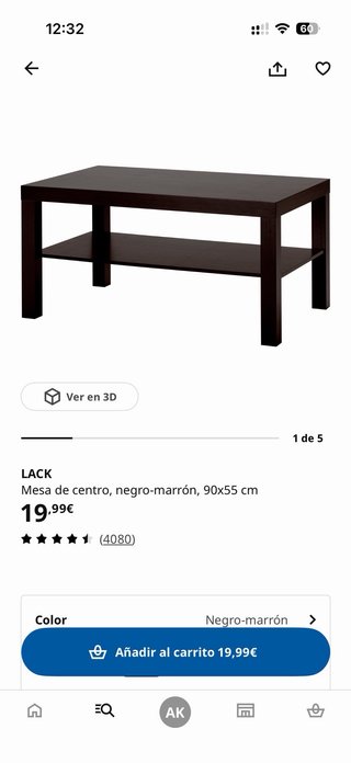 Mesa de centro Ikea Lack negro marrón