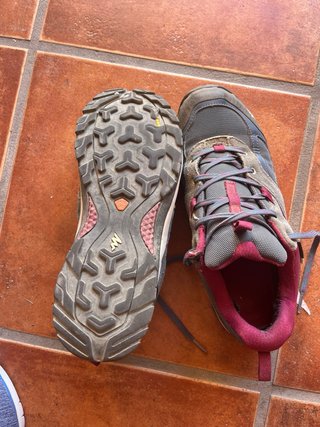 Zapatillas trekking Kechua caña baja grises y rosa