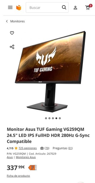Monitor ASUS TUF Gaming VG259QM 24.5 280Hz G-SYNC