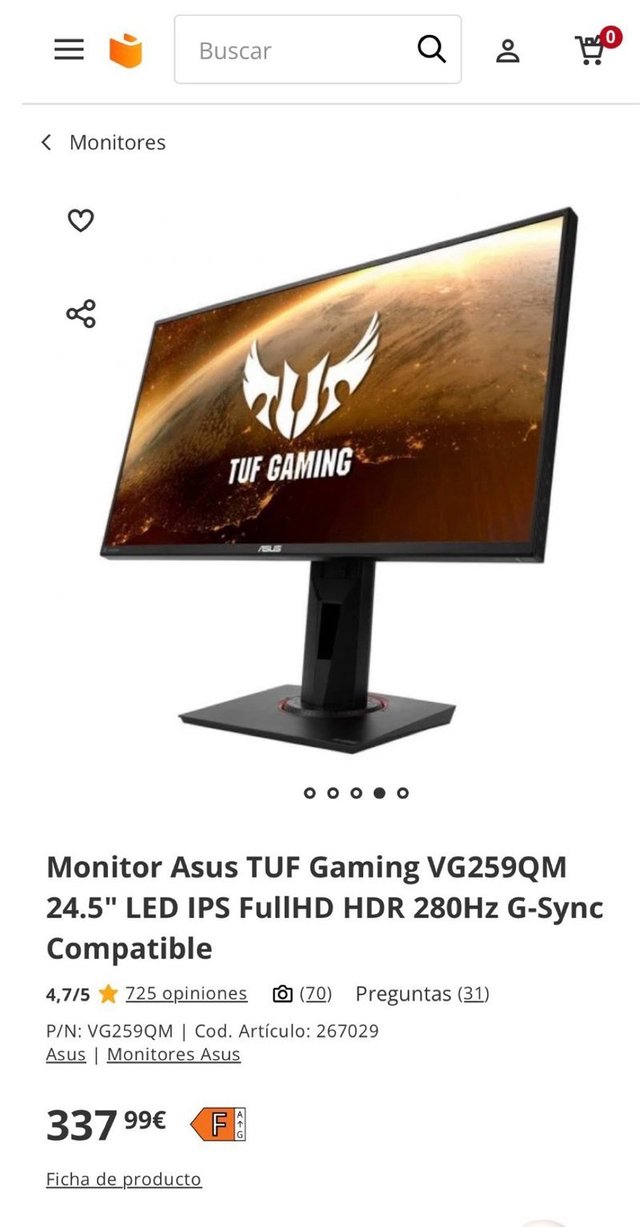 Monitor ASUS TUF Gaming VG259QM 24.5 280Hz G-SYNC