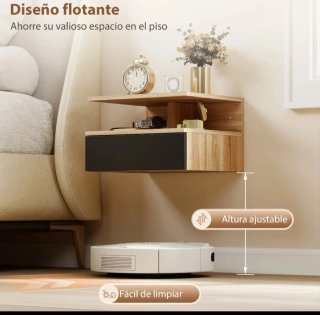 Juego 2 Mesitas Noche Flotantes Madera Negra