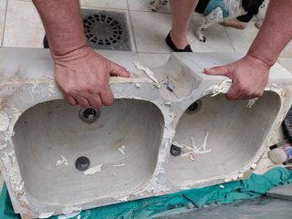 Pila de mármol doble seno