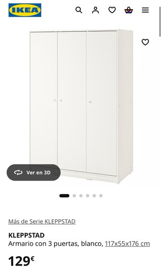 Armario 3 puertas 117x55x176 cm
