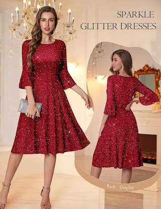 Vestido Fiesta Rojo Lentejuelas Talla XL