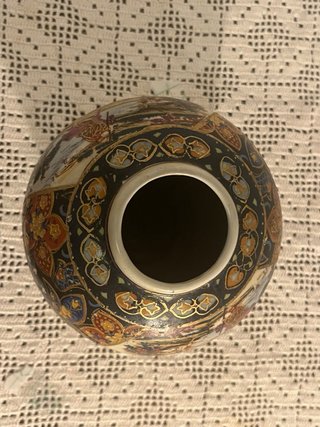 Jarrón de porcelana china decorado 12x12 cm aprox