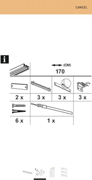 Juego completo de rieles para cortina 170 cms
