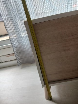 Mueble TV blanco y madera. Leroy merlin.
