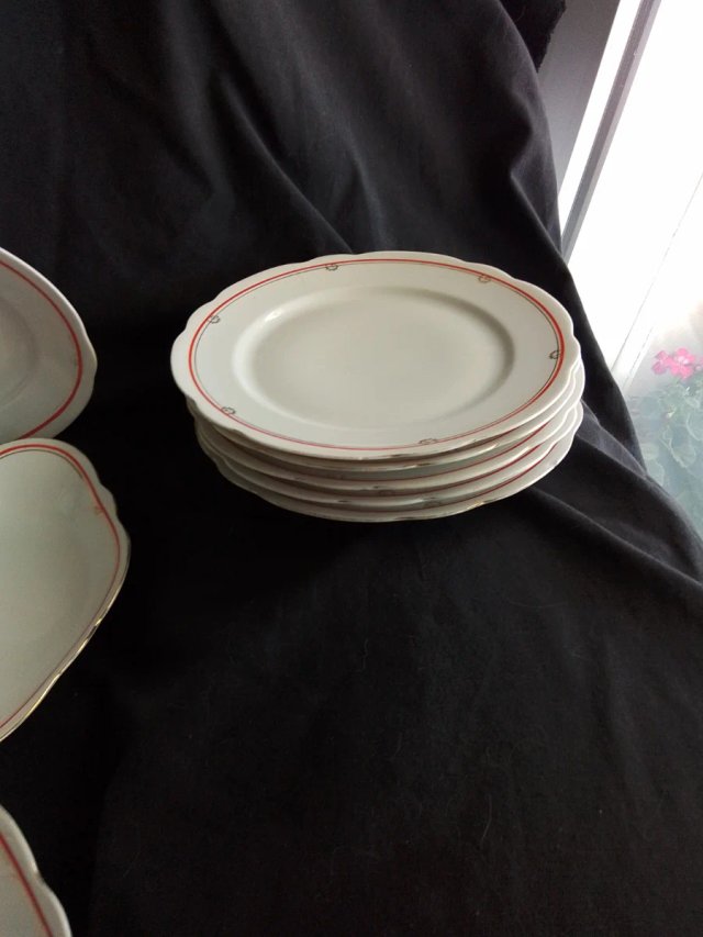 Vajilla Bavaria Porcelana Roja Blanca