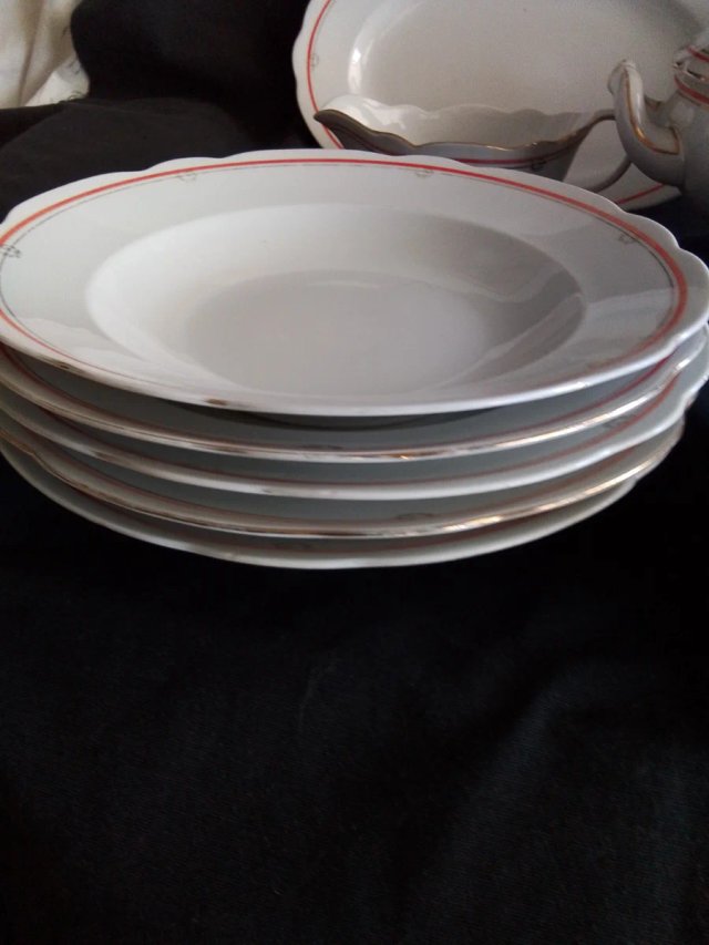 Vajilla Bavaria Porcelana Roja Blanca