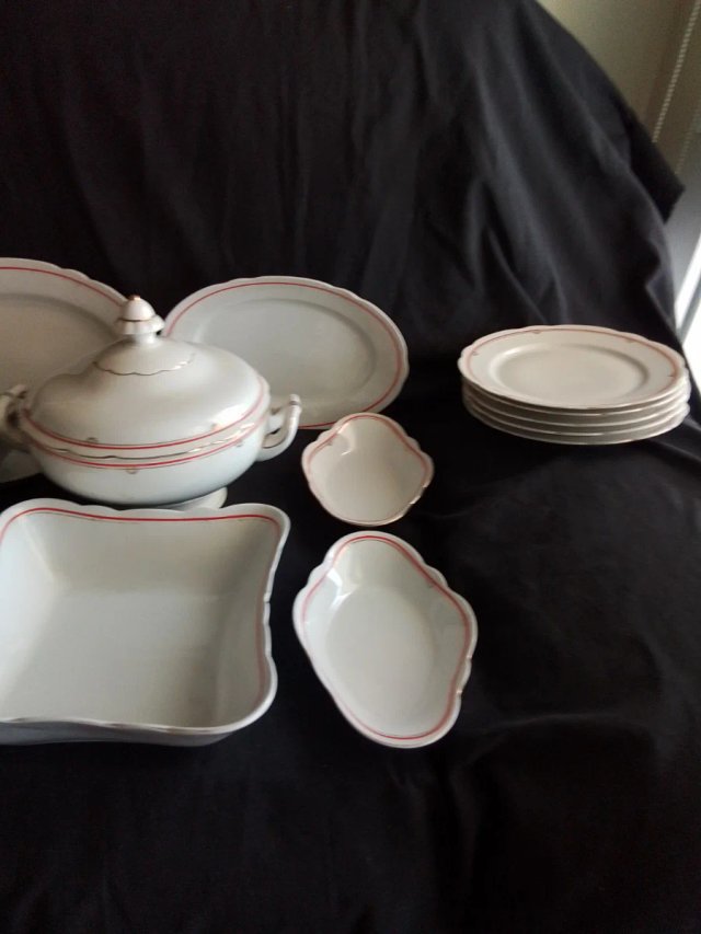 Vajilla Bavaria Porcelana Roja Blanca
