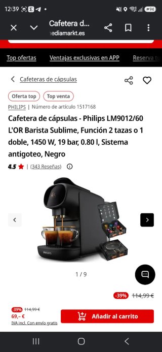 Cafetera L'OR Barista Philips LM9012/60