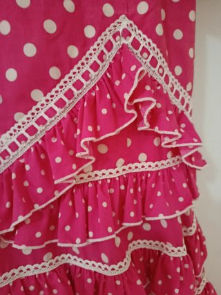 Traje de Flamenca Rosa Lunares