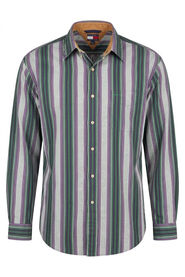 Camisa Tommy Hilfiger Rayas Vede y Morada.