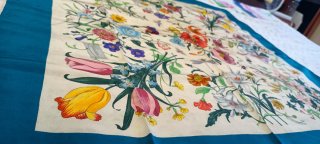 Foulard Gucci Flora Vintage raro con bordo petroli