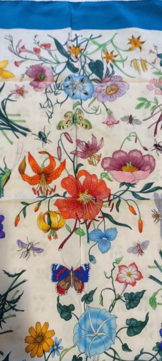 Foulard Gucci Flora Vintage raro con bordo petroli