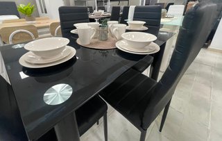 Mesa Comedor Negra + 4 Sillas Negras
