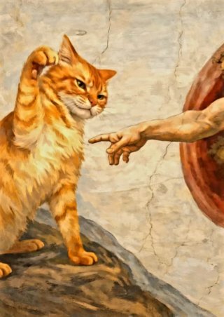 Poster La Creazione di Adamo Gatto Arancione