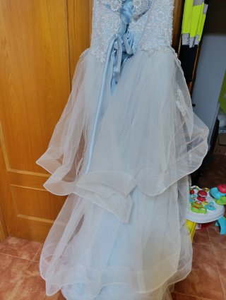 Vestido de Novia Azul Hielo Encaje