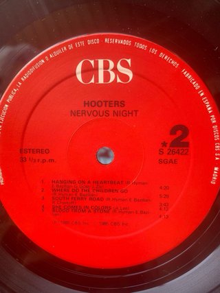 Vinilo Pop,Rock 1985.  Hooters Nervous Night
