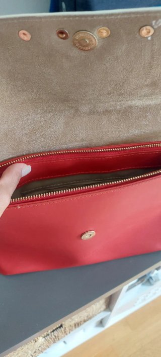 Bolso Gianelli, Piel Italiana Rojo y Blanco
