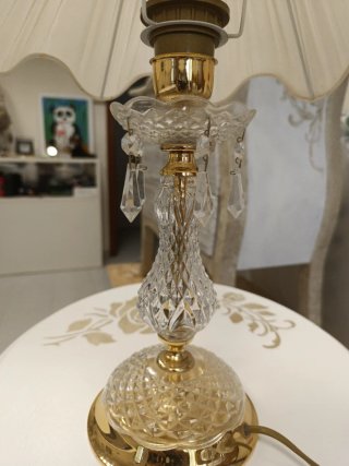 Pareja Lámparas Clásicas Cristal Doradas