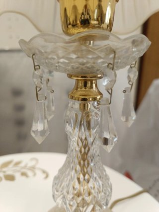 Pareja Lámparas Clásicas Cristal Doradas
