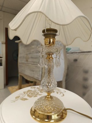 Pareja Lámparas Clásicas Cristal Doradas