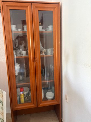 Vitrina de madera con puertas de cristal
