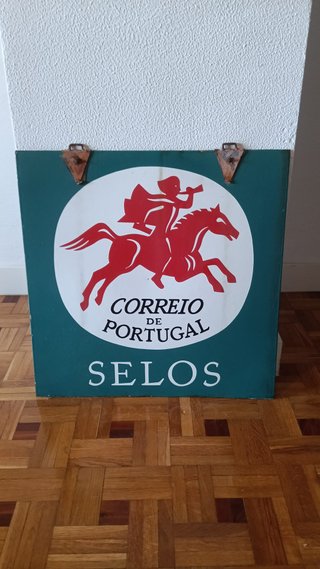 Antiguo Cartel Correio de Portugal 55x55 cm Doble