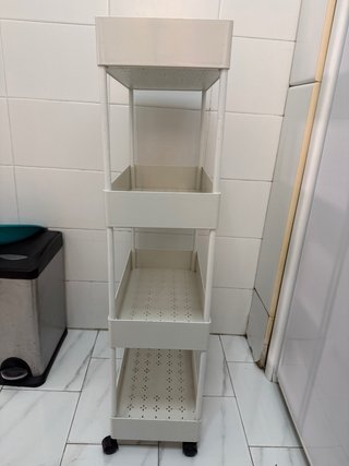 Carrello di stoccaggio per cucina e bagno bianco a tre livelli