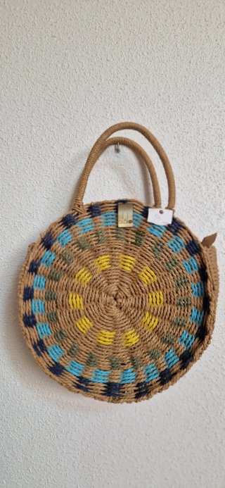 Bolso redondo rafia glöke multicolor