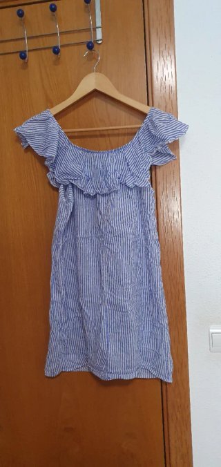 Vestido azul a rayas