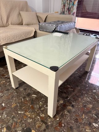 Mesa de centro cristal y madera