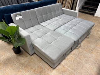 Sofá Cama Reclinable Gris Diseño Capitoné