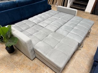 Sofá Cama Reclinable Gris Diseño Capitoné