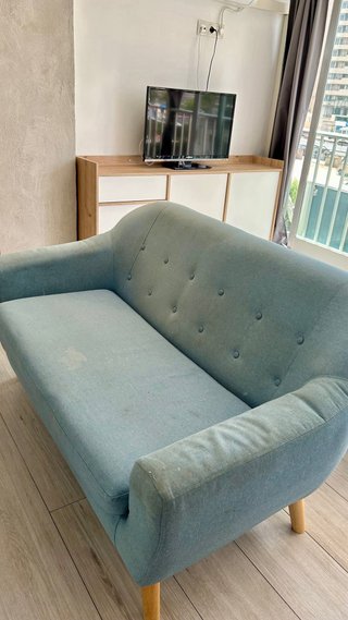 Sofá de tela azul 1,5m