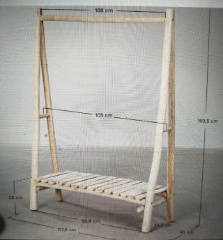 Perchero - burro para ropa de madera de teca