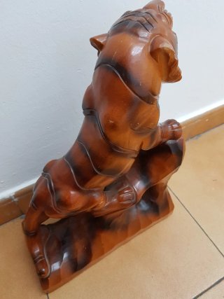 TALLA MADERA FIGURA TIGRE, ARTESANÍA LOCAL ASIA